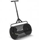 Barara King 24 Inch Compost Spreader Peat Moss Roller with Height Adjustable T-Shaped Handle for Garden Lawn Yard Seeding, Black