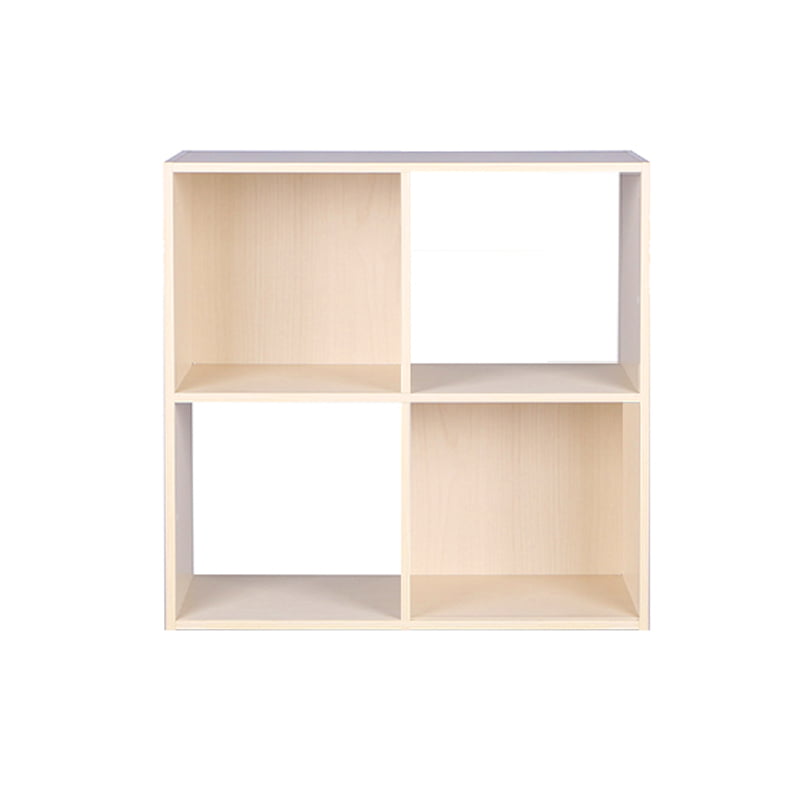 Home Basics Open and Enclosed Cube MDF Storage Organizer Oak 4-Cube
