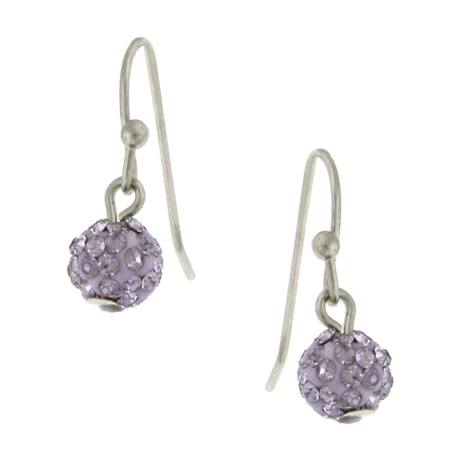 1928 Jewelry Women's Minimalist Fireball Pave Violet Purple Crystal Drop Earrings