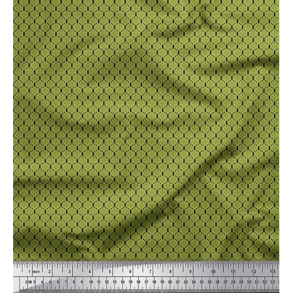 Soimoi Satin Silk Fabric Honeycomb Geometric Printed Fabric 1 Yard 42 Inch Wide