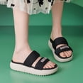 thumbnail image 2 of Leozcaa Slides Sandals for Women Double Wide Width Strap Thick Sole Pillow Slippers Bathroom Sandals, 2 of 8