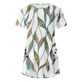 thumbnail image 4 of Fiudx Ofertas Relámpago Blusa Casual de Manga Corta con Estampado de Botones y Cuello Redondo para Mujer, 4 of 5
