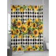 thumbnail image 5 of Sunflower Shower Curtain, Rustic Farmhouse Barn Star Bathroom Decor Curtains Set with Hooks, Black Buffalo Plaid Waterproof Fabric Home Accessories， 66 X 72 Inch Long, 5 of 6