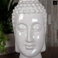 thumbnail image 5 of UTC40027 Ceramic Buddha Head with Pointed Ushnisha and Elongated Face Gloss Finish White, 5 of 5