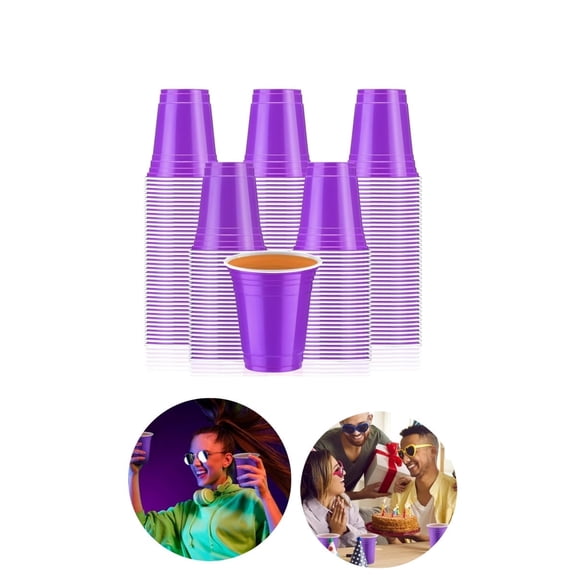 16 Ounce Graduation Plastic Party Cups,QZS Disposable Sturdy Purple Plastic Cups for Home,Stackable Drinking Container for Picnics,Birthday,50Pcs