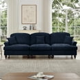 thumbnail image 2 of Elegant Mid Century Large 3 Seater Sofa with Removable Ruffled Skirt and Flared Arms, Comfy Chenille Fabric Couch for Living Room, Blue, 2 of 9