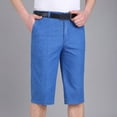 thumbnail image 4 of IROINNID On Sale Bermuda for Men Mid-length Pants Zipper Elastic Slim Denim Shorts,Blue, 4 of 7