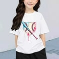 thumbnail image 2 of Chemises Filles Imprimées Col Rond Manches Courtes T-Shirt Garçons Filles Tee Confortable Tee Shirt Enfant Blanc 6 Ans-7 Ans, 2 of 6