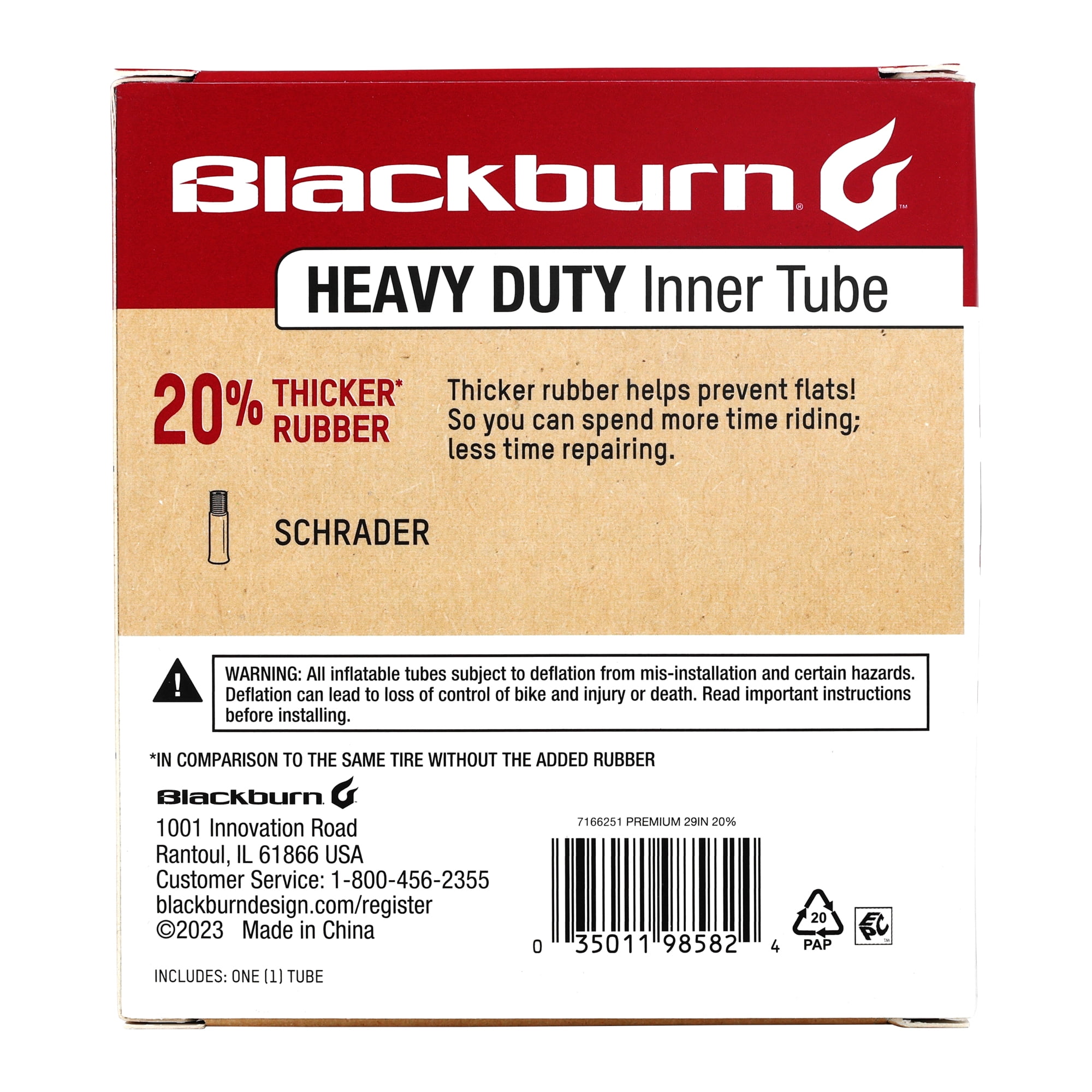 (4 pack) Blackburn Heavy Duty 29" Bicycle Inner Tube, Schrader Valve, Black