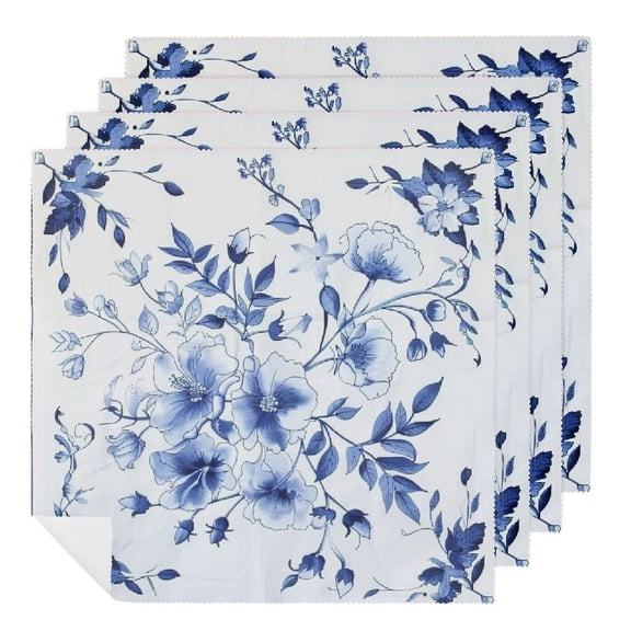 Qinduosi Blue Flower Cloth Napkins, Napkins Cloth Spring Color, Washable Napkins for Dinner Table , Wedding, Restaurant