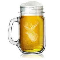16oz Mason Jar Glass Mug w/Handle Gift Elk Head