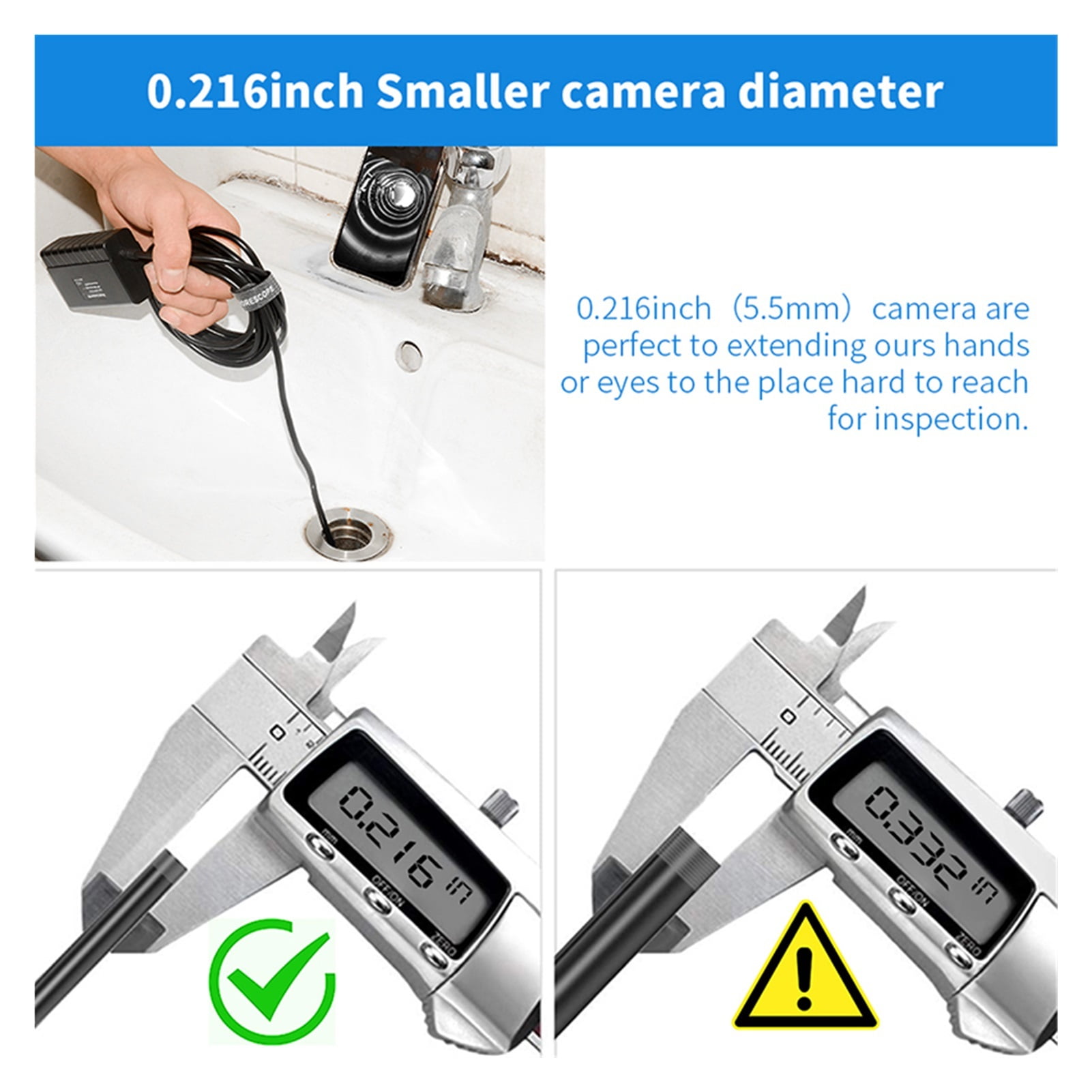 2.0 MP 1080P HD 5.5mm WiFi Borescope IP67 Waterproof Semi-rigid Cable Snake Camera With LED Lights , User-Friendly Borescopes