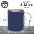 thumbnail image 5 of Stainless Steel Mugs with Carabiner Handle 10 oz. Set of 10, Bulk Pack - Perfect for Coffee, Soda, Other Hot & Cold Beverages - Navy Blue, 5 of 5