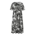 thumbnail image 4 of Robe Mode Femme Col Rond Manches Courtes Ample Mi-Mollet Robe Longue, 4 of 8