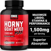 Force Factor Horny Goat Weed Max, 1500mg Horny Goat Weed for Men & Women to Boost Energy, Libido & Stamina, Superior Absorption, 90 Capsules