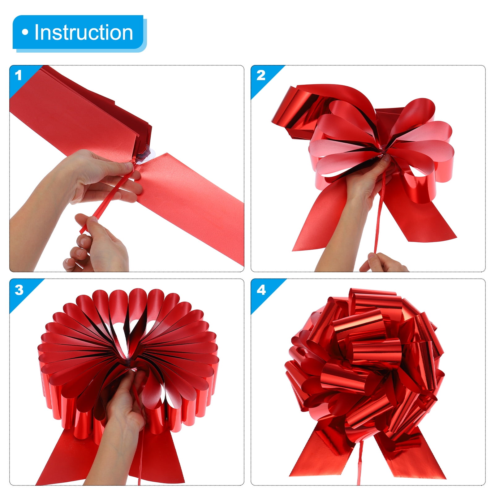 Uxcell 20 Inch Big Car Pull Bow, Giant Gift Wrapping Bow Ribbon for Wedding Cars Birthday Presents Christmas Decor, White