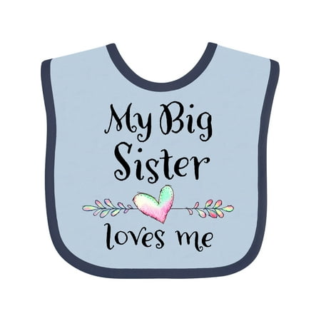 

Inktastic My Big Sister Loves Me- Heart Gift Baby Boy or Baby Girl Bib