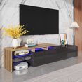 thumbnail image 2 of Modern TV cabinet design: stylish and elegant, practical storage space, wood look, glass shelves, LED lighting,high-gloss black, 2 of 9