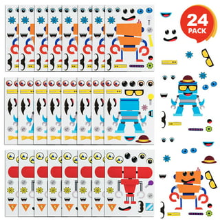 6/12sheets Make A Robot Stickers for Kids DIY Robot Face Puzzle Jigsaw Fun  Craft Project