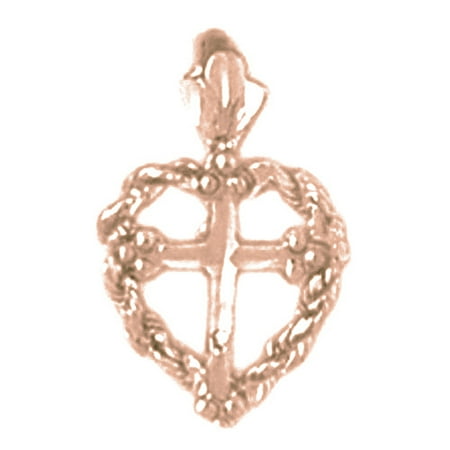14K Rose Gold Cross Pendant - 16 mm