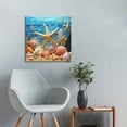 thumbnail image 4 of JRXY  Coastal Wall Art 3 Panel Seascape Giclee Canvas Prints Starfish Seashell on Beach Landscape Pictures Paintings for Bathroom Kitchen Decoration Ready to Hang 12x12 in, 4 of 4