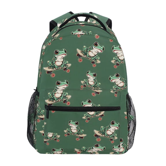 ALAZA Stylish Backpack Frog on Skateboard Elementary Bookbag Personalized Laptop School Bags Travel Daypack