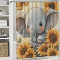 thumbnail image 6 of Autua Baby Elephant Sunflowers Butterfly Washable Shower Curtain with Hooks - Chic Modern Bathroom Decor 69"x72, 6 of 7