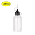 thumbnail image 1 of Botella aplicadora de plástico con punta de aguja Uxcell de 30 ml con tapa negra, 12 unidades, 1 of 6