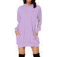 thumbnail image 1 of Ladies Casual Loose Long Sleeved Hooded Solid Color Dress, 1 of 4