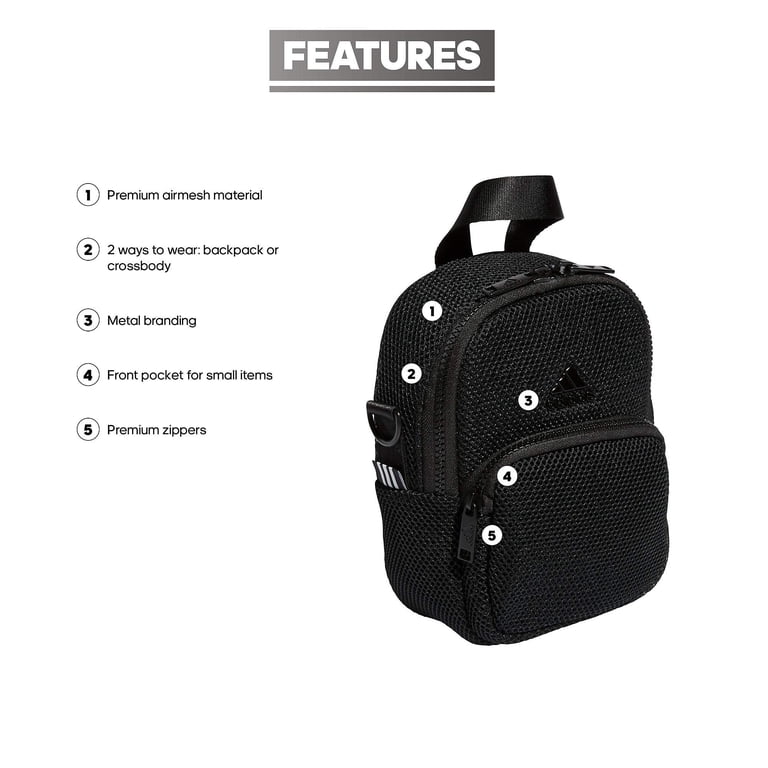 adidas Women's Airmesh Convertible Mini Backpack-Crossbody Bag, Black, One  Size - Walmart.com