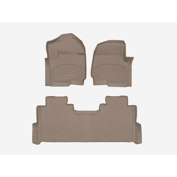 WeatherTech FloorLiner HP Custom Fit Floor Mats compatible with 2020-2022 Ford Super Duty - 1st & 2nd Row, Tan