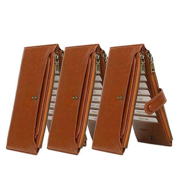 Billetera para mujer con bloqueo RFID, billetera con bolsillo con cremallera y funda para múltiples tarjetas plegable doble MFZFUKR BST3058697-1