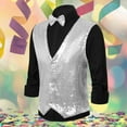 thumbnail image 2 of PMVFHDE Men Rhinestone Sequin Formal Dress Vest Vest For Men For Stage Performance Gala Party Wedding And Evening Events Silver，M, 2 of 8