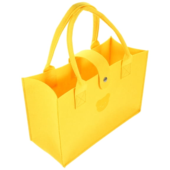 Raindrops Yellow Felt Grocery Tote Bag, Large Reusable Shopping Bag for Women, Carry-All with Spacious Capacity