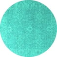 thumbnail image 1 of Ahgly Company Machine Washable Indoor Round Oriental Turquoise Blue Industrial Area Rugs, 6' Round, 1 of 4