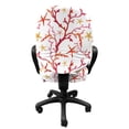 thumbnail image 3 of Nautical Office Chair Slipcover, Colorful Corals Shells and Crabs Marine Lifestyle on a Plain Background, Protective Stretch Decorative Fabric Cover, Standard Size, White and Multicolor, by Ambesonne, 3 of 5