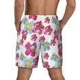 thumbnail image 3 of Kdxio Watercolor Flowers Print Men's Swim Trunks with Compression Liner 7 Inch Inseam Quick Dry Swim Shorts, 3 of 7