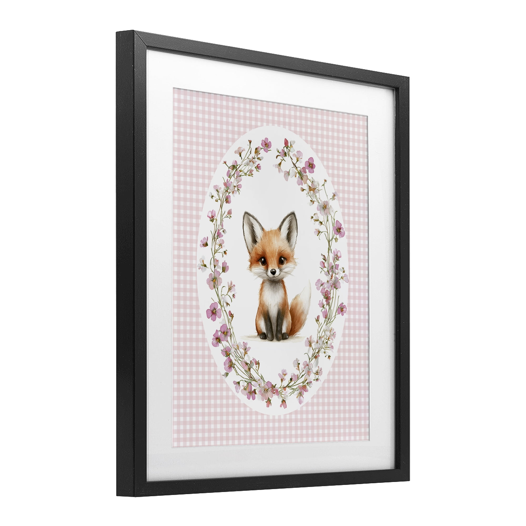 Stupell Industries Fox with Cherry Blossoms Black Framed Print Under Glass, design by Christine Simpson Art