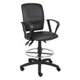 thumbnail image 1 of Boss Office Products LeatherPlus Drafting Stool with Loop Arms in Black, 1 of 2