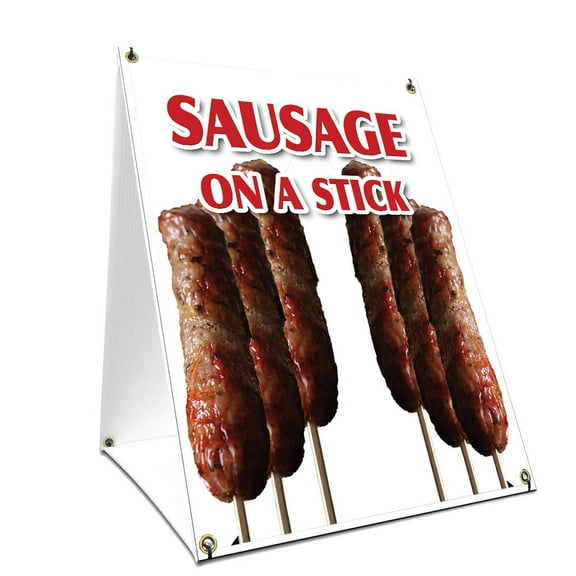 A-frame Sidewalk Sausage On A Stick Sign With Graphics On Each Side | 24" X 36" Print Size
