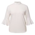 thumbnail image 4 of GRACEART Women's Clergy Blouse Top, Tab Collar, 3/4 Ruffle Flare Sleeve, Round Tailed, 4 of 9