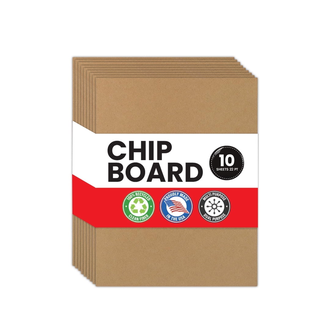 Chipboard Sheets, Pack of 10, 8.5 x 11 Inch, 22 Pt Thick Kraft Chipboard, Rigid Cardboard Sheets for Packaging, Bookbinding, Scrapbooking, Crafts & DIY Projects