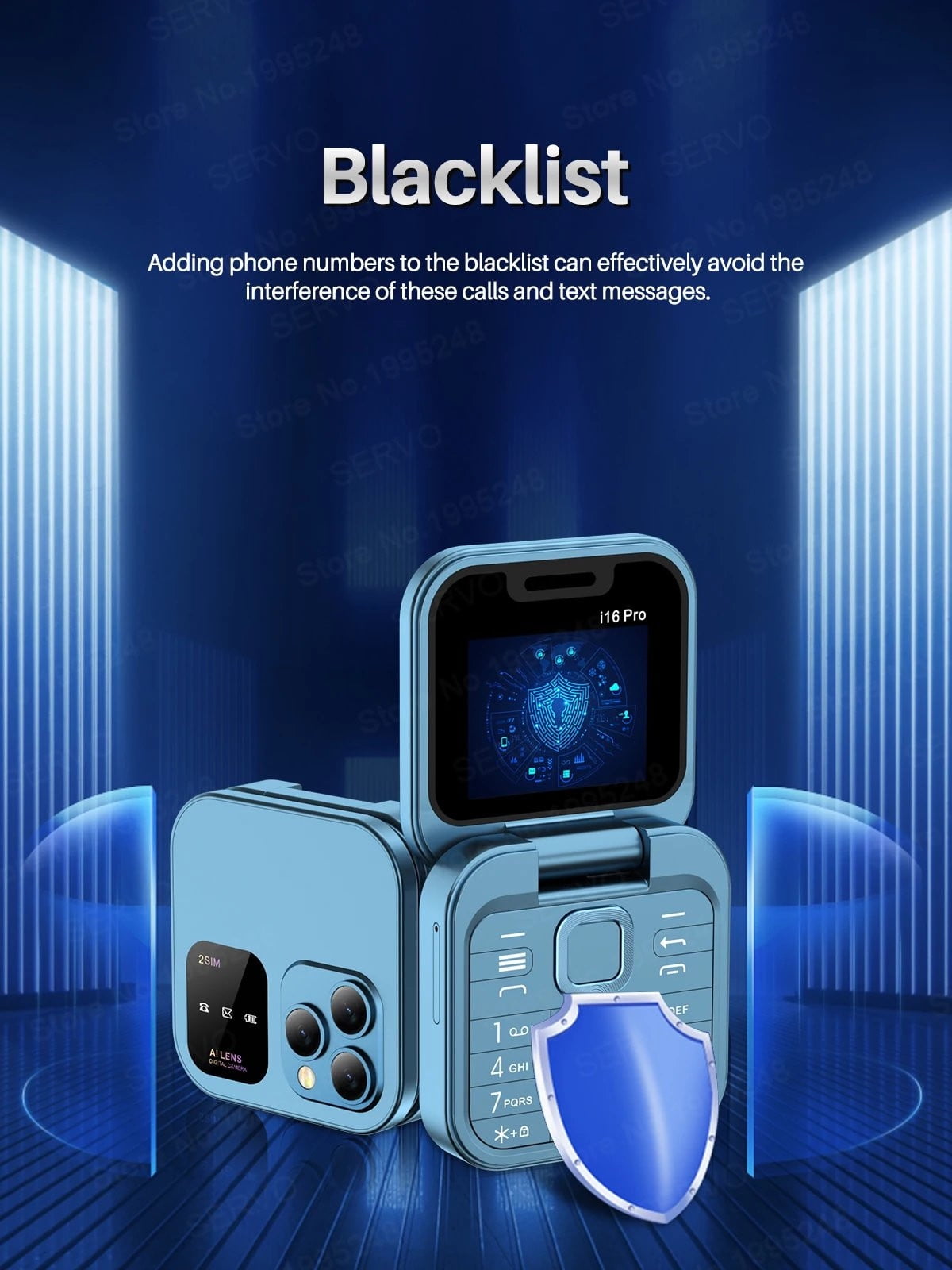 2024 New Mini Flip Mobile Phone 2 SIM Card Small Display Foldable Cell Phone, Unlocked Flip Phone 2G Flip Cell Phone for Seniors (B)