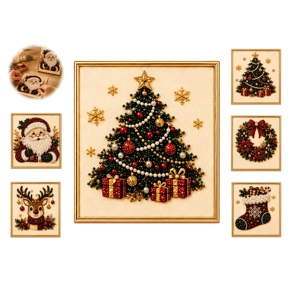 DIY Christmas Tree Pearl Diamond Art Painting Kit Shining Diamond Art Craft Resin Gem for Adults Home Wall Decor-Christmas Decoration(Tree)