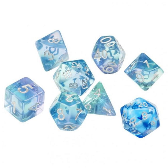Sirius Dice SDZ000402 Emerald Waters Dice with Silver Numbers - 7 Piece