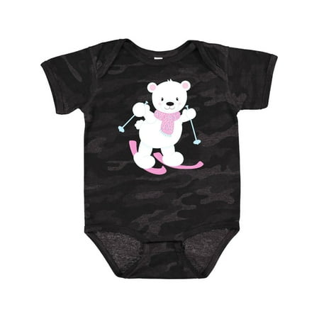 

Inktastic Polar Bear White Bear Cute Bear Skiing Bear Gift Baby Boy or Baby Girl Bodysuit