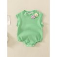 thumbnail image 2 of Bagilaanoe Newborn Baby Girl Knit Rompers Flowers Sleeveless Bodysuits Infant Casual One Piece Short Jumpsuit, 2 of 4