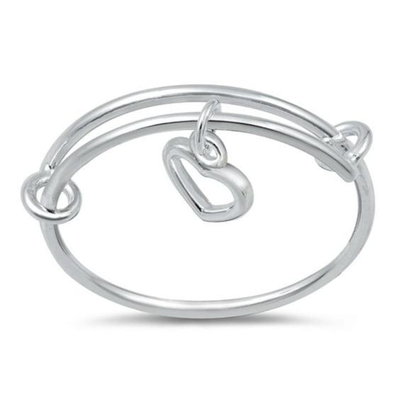 Beautiful Dangling Promise Heart Open Ring .925 Sterling Silver Band Jewelry Female Male Size 8