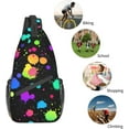 thumbnail image 5 of Glow in Dark Splatter Neon Rainbow Pattern Sling Bag Crossbody Hiking Travel Chest Bags Backpack Shoulder Daypack for Women Men, 5 of 7