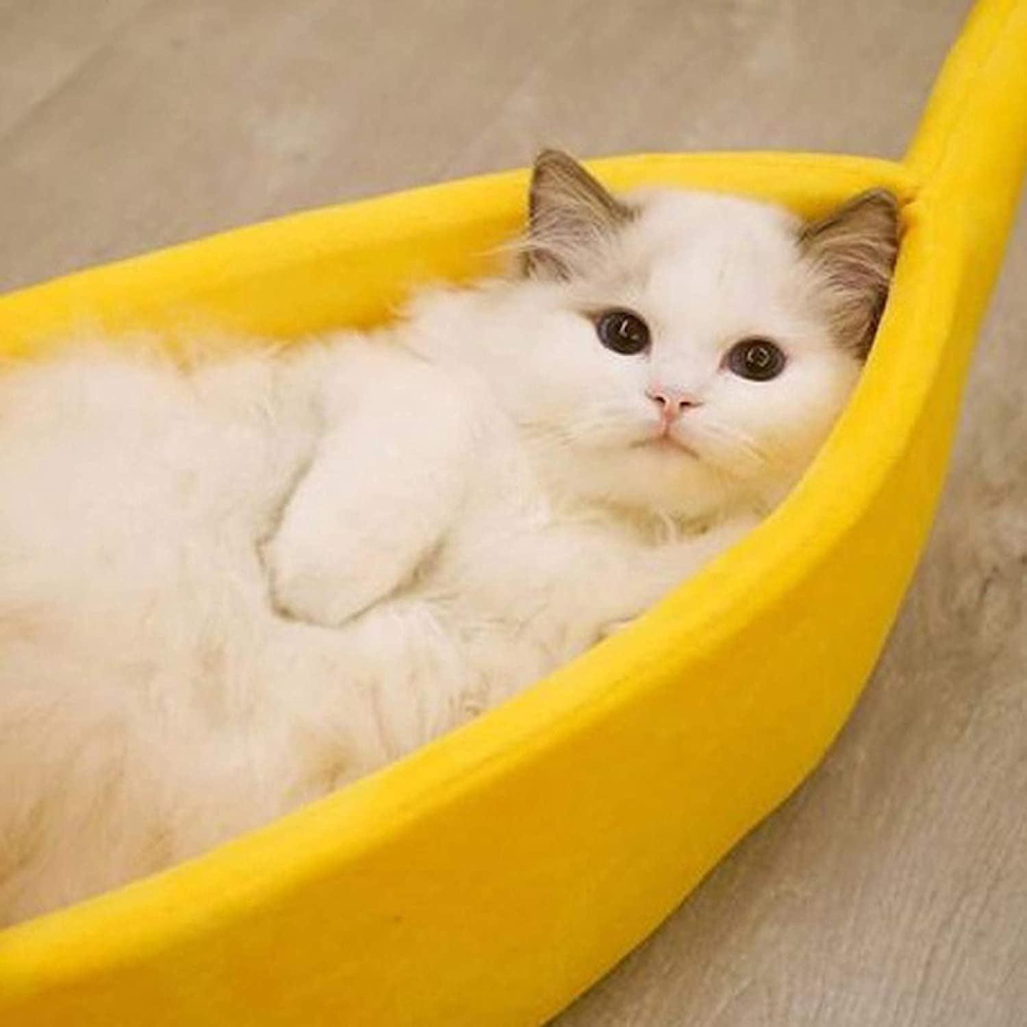 Yirtree Cute Banana Cat Bed House , Pet Bed Soft Cat Cuddle Bed, Lovely Pet Supplies for Cats Kittens Bed, Yellow